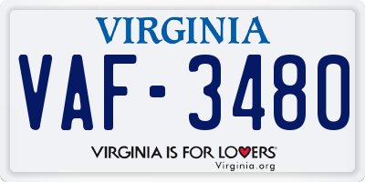 VA license plate VAF3480