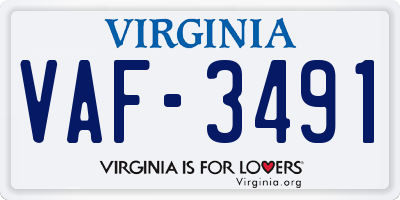 VA license plate VAF3491