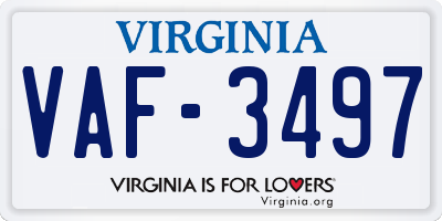 VA license plate VAF3497