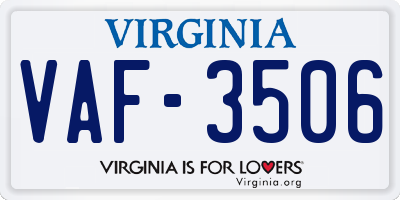 VA license plate VAF3506