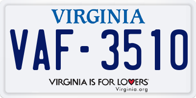 VA license plate VAF3510