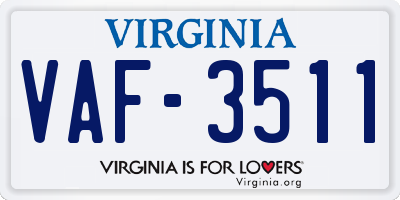 VA license plate VAF3511
