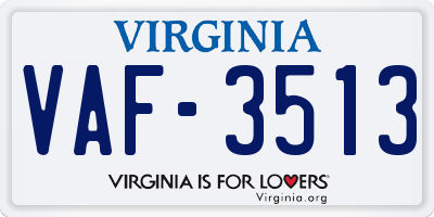 VA license plate VAF3513