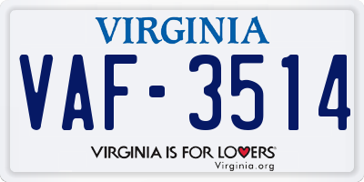 VA license plate VAF3514