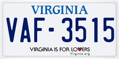 VA license plate VAF3515