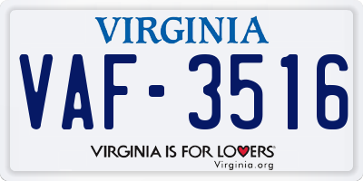 VA license plate VAF3516