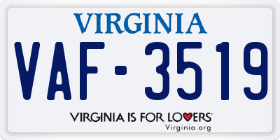 VA license plate VAF3519