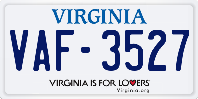 VA license plate VAF3527