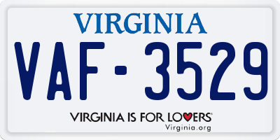 VA license plate VAF3529