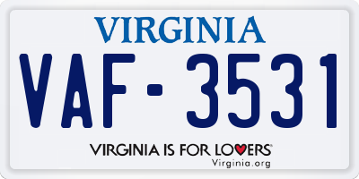 VA license plate VAF3531