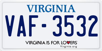 VA license plate VAF3532