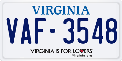 VA license plate VAF3548