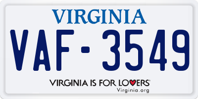 VA license plate VAF3549
