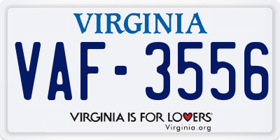 VA license plate VAF3556