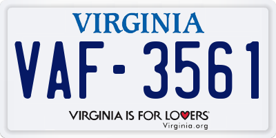 VA license plate VAF3561