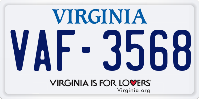 VA license plate VAF3568