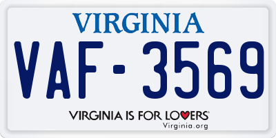 VA license plate VAF3569