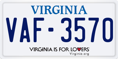 VA license plate VAF3570
