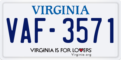 VA license plate VAF3571