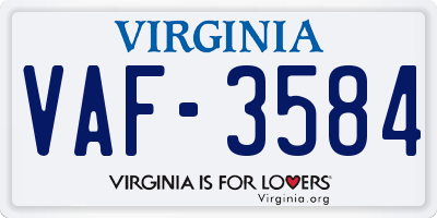 VA license plate VAF3584