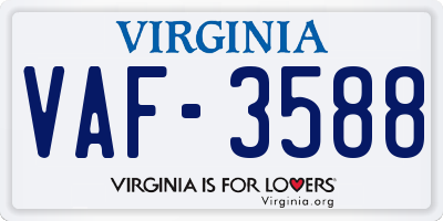 VA license plate VAF3588