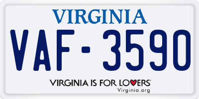 VA license plate VAF3590