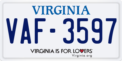 VA license plate VAF3597