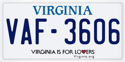 VA license plate VAF3606