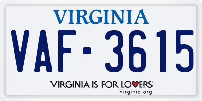 VA license plate VAF3615