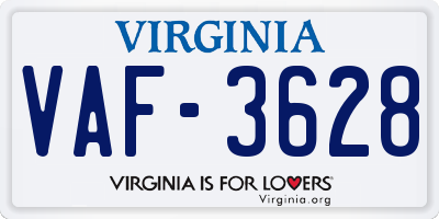 VA license plate VAF3628