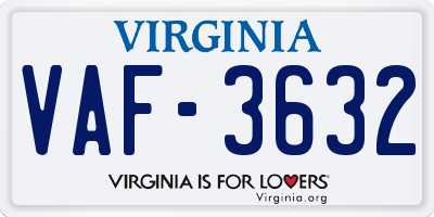 VA license plate VAF3632