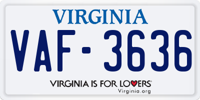 VA license plate VAF3636