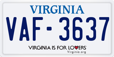 VA license plate VAF3637