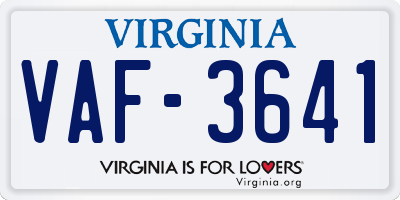 VA license plate VAF3641