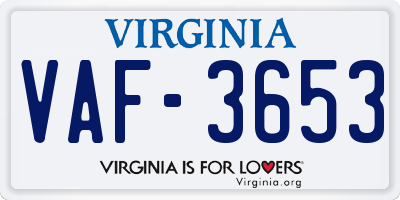 VA license plate VAF3653