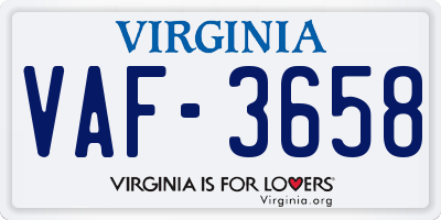 VA license plate VAF3658