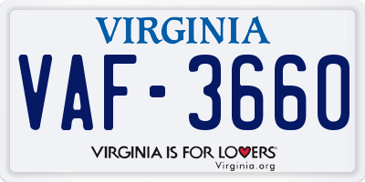 VA license plate VAF3660