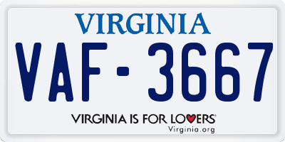 VA license plate VAF3667