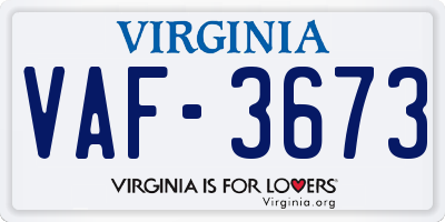 VA license plate VAF3673