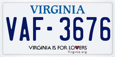 VA license plate VAF3676