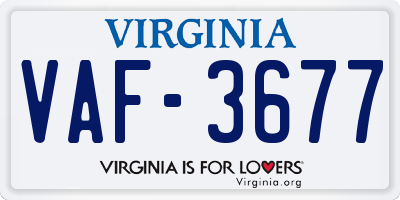 VA license plate VAF3677