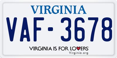 VA license plate VAF3678