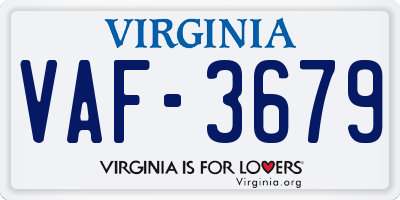 VA license plate VAF3679