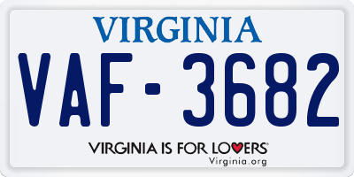 VA license plate VAF3682