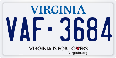 VA license plate VAF3684