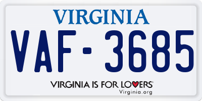 VA license plate VAF3685