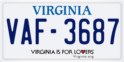 VA license plate VAF3687