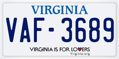 VA license plate VAF3689
