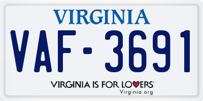 VA license plate VAF3691