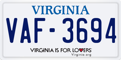VA license plate VAF3694